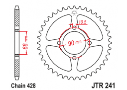 JT JTR241.53 Zadní kolečko (rozeta), 53 zubů, 428 HONDA MTX 125R 83-94