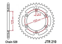 JT JTR210.53 Zadní kolečko (rozeta), 53 zubů, 520 HONDA CR/CRF 83-16