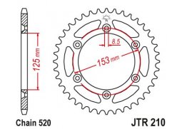 JT JTR210.44 Zadní kolečko (rozeta), 44 zubů, 520 HONDA CR/CRF 83-14