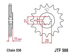 JT JTF508.15 Přední kolečko (pastorek), 15 zubů, 530