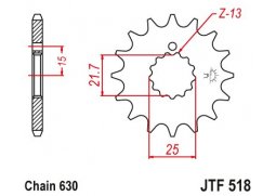 JT JTF518.16 Přední kolečko (pastorek), 16 zubů, 630