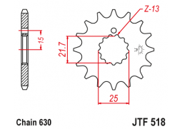 JT JTF518.14 Přední kolečko (pastorek), 14 zubů, 630