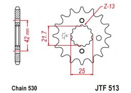 JT JTF513.17 Přední kolečko (pastorek), 17 zubů, 530 SUZUKI GSXR 1000/1300, TL 1000