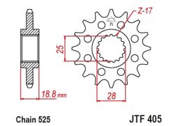 JT JTF405.20 Přední kolečko (pastorek), 20 zubů, 525 BMW F 800R 09-15