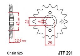 JT JTF291.14 Přední kolečko (pastorek), 14 zubů, 525