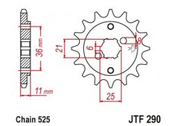 JT JTF290.15 Přední kolečko (pastorek), 15 zubů, 525 HONDA XBR 500F 85-86