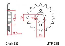 JT JTF289.16 Přední kolečko (pastorek), 16 zubů, 530