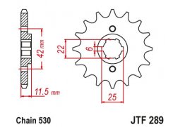 JT JTF289.15 Přední kolečko (pastorek), 15 zubů, 530 HONDA FT 500 82-84