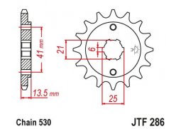 JT JTF286.16 Přední kolečko (pastorek), 16 zubů, 530 HONDA VF 500F 84-88