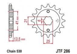 JT JTF286.15 Přední kolečko (pastorek), 15 zubů, 530 HONDA VF 500F 84-88