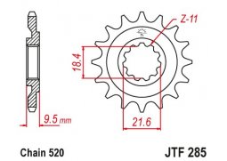 JT JTF285.15 Přední kolečko (pastorek), 15 zubů, 520 HONDA CR 80/85