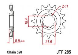 JT JTF285.14 Přední kolečko (pastorek), 14 zubů, 520