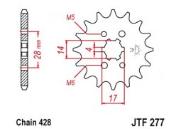 JT JTF277.13 Přední kolečko (pastorek), 13 zubů, 428