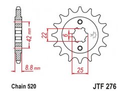 JT JTF276.16 Přední kolečko (pastorek), 16 zubů, 520 HONDA CB 400N 81-83