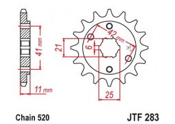 JT JTF283.14 Přední kolečko (pastorek), 14 zubů, 520 HONDA VT 250 83-88