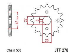 JT JTF278.18 Přední kolečko (pastorek), 18 zubů, 530