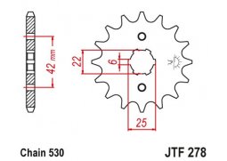 JT JTF278.17 Přední kolečko (pastorek), 17 zubů, 530