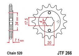 JT JTF266.14 Přední kolečko (pastorek), 14 zubů, 520