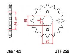JT JTF259.17 Přední kolečko (pastorek), 17 zubů, 428