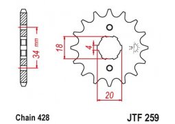 JT JTF259.16 Přední kolečko (pastorek), 16 zubů, 428 HONDA XL 125, NX 125