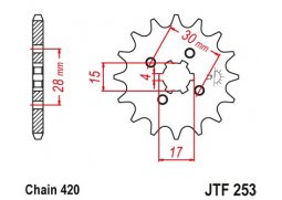 JT JTF253.13 Přední kolečko (pastorek), 13 zubů, 420 HONDA MTX/MBX/XR 80