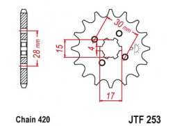 JT JTF253.12 Přední kolečko (pastorek), 12 zubů, 420