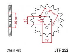 JT JTF252.17 Přední kolečko (pastorek), 17 zubů, 420