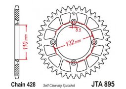 JT JTA895.50 Zadní kolečko (rozeta), 50 zubů, 428 KTM SX 85 04-17, 105 XC 07-11