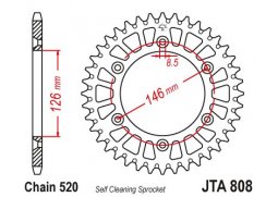 JT JTA808.52 Zadní kolečko (rozeta), 52 zubů, 520