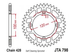 JT JTA798.47 Zadní kolečko (rozeta), 47 zubů, 428