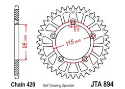 JT JTA894.46 Zadní kolečko (rozeta), 46 zubů, 420