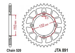 JT JTA891.46 Zadní kolečko (rozeta), 46 zubů, 520 KTM FREERIDE 250 14-17, 350 12-17