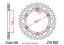 JT JTA822.53 Zadní kolečko (rozeta), 53 zubů, 520