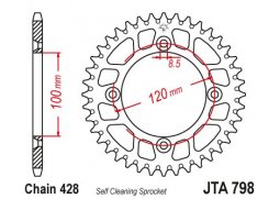 JT JTA798.49 Zadní kolečko (rozeta), 49 zubů, 428