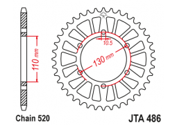 JT JTA486.44 Zadní kolečko (rozeta), 44 zubů, 520