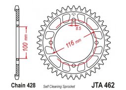 JT JTA462.52 Zadní kolečko (rozeta), 52 zubů, 428