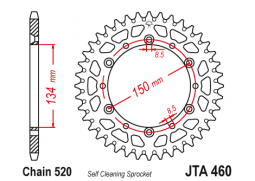 JT JTA460.52 Zadní kolečko (rozeta), 52 zubů, 520