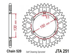 JT JTA251.51 Zadní kolečko (rozeta), 51 zubů, 520