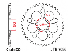 JT JTR7086.48 Zadní kolečko (rozeta), 48 zubů, 530 HARLEY DAVIDSON XLH 883/1200 Sportster (86-92)