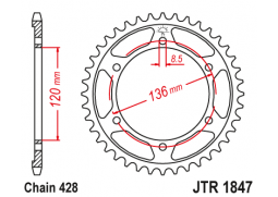 JT JTR1847.55 Zadní kolečko (rozeta), 55 zubů, 428