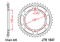 JT JTR1847.48 Zadní kolečko (rozeta), 48 zubů, 428