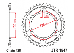 JT JTR1847.47 Zadní kolečko (rozeta), 47 zubů, 428