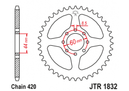 JT JTR1832.52 Zadní kolečko (rozeta), 52 zubů, 420 YAMAHA DT 50R 99-02