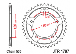 JT JTR1797.43 Zadní kolečko (rozeta), 43 zubů, 530