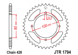 JT JTR1794.45 Zadní kolečko (rozeta), 45 zubů, 428 SUZUKI GZ 125 MARUDER 98-11