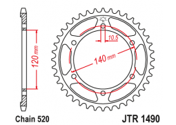 JT JTR1490.37 Zadní kolečko (rozeta), 37 zubů, 520 KAWASAKI W800 11-15