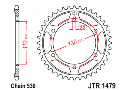 JT JTR1479.47 Zadní kolečko (rozeta), 47 zubů, 530 YAMAHA R1 09-14, FZ6 04-09, R6 03-10