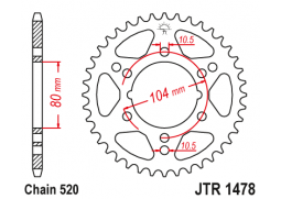 JT JTR1478.34 Zadní kolečko (rozeta), 34 zubů, 520