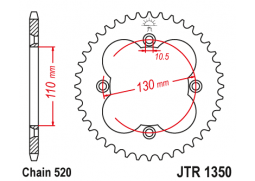 JT JTR1350.39 Zadní kolečko (rozeta), 39 zubů, 520 HONDA TRX250/300/400/450