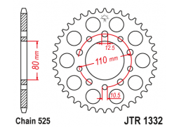 JT JTR1332.47 Zadní kolečko (rozeta), 47 zubů, 525 HONDA VT 600 88-07, CBR 400